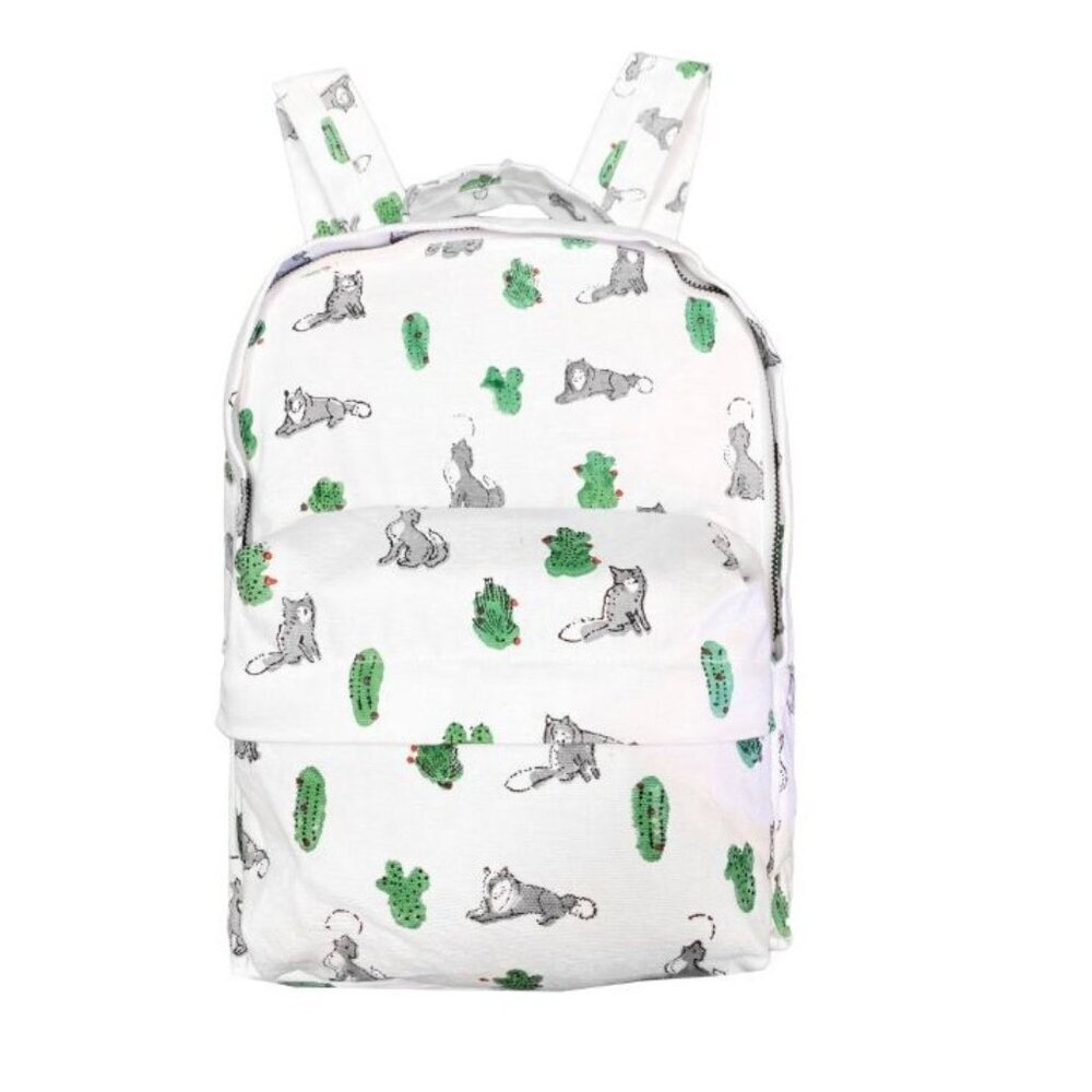 NWT Roller Rabbit Kids Awoo Kobe Cotton Backpack Animal White Mint $50 [jb]